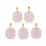 Natural Gemstone Pendants, with Golden Brass Loops, Faceted, Rectangle Octagon, 20x18x4mm, Hole: 4.5x4mm(G-S359-291B)