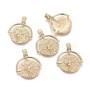 Ion Plating(IP) 304 Stainless Steel Pendants, Flat Round with Saint Christopher, Golden, 24x20.5x5mm, Hole: 3x4.5mm(X-STAS-F256-006G)