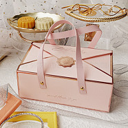 CardBoard Boxes, Gift Storage Supplies, with Imitation Leather Handles, Rectangle, Misty Rose, 21.5x14x8cm(CON-WH0086-26)