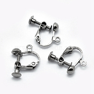 Brass Screw On Clip-on Earring Findings, Spiral Ear Clip, For Non-Pierced Ears, Gunmetal, 18x14x3mm, Hole: 1.6mm(KK-L164-01B)