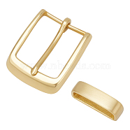 1Pc Brass Single Prong Roller Buckles, for DIY Belt Accessories, Rectangle, with 1Pc Brass Loop Keepers, Mixed Color, 12~68x44~52.5x14mm(KK-BC0012-69)