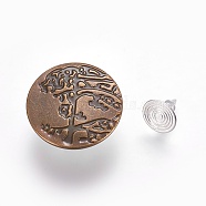 Iron Button Pins for Jeans, Garment Accessories, Flat Round with Pattern, Antique Bronze & Stainless steel Color, 20x7mm, Hole: 1.5mm, Pin: 0.9~2.5mm(IFIN-WH0038-01C)