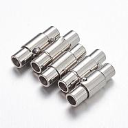 DIY Stainless Steel Locking Tube Magnetic Clasps, Column, 18x5mm, Hole: 3mm(X-STAS-H019-1)