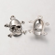 CCB Plastic Pendants, Skull for Halloween, Platinum, 19x18x4mm, Hole: 2mm(CCB-J030-38P)