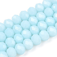 Opaque Solid Color Glass Beads Strands, Faceted, Rondelle, Light Cyan, 3.5x3mm, Hole: 0.4mm, about 138pcs/strand, 15.7 inch(40cm)(EGLA-A034-P3mm-D06)