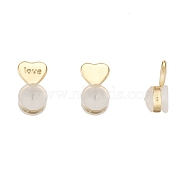 Silicone Ear Nuts, Earring Backs, with Brass Findings, Heart, Golden, 11.2x6x5.5mm(FIND-TAC0006-02A)