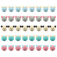 40Pcs 5 Colors Wood European Beads, Large Holes Beads, Bear, Mixed Color, 25x31x24mm, Hole: 6mm, 8pcs/color(WOOD-GL0001-14)