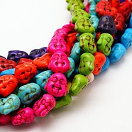 Buddha Head Synthetic Turquoise Beads Strands, Dyed, Mixed Color, 15x14x9mm, Hole: 1mm, about 460pcs/1000g(TURQ-I017-15x14mm-M)