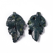 Natural Kambaba Jasper Pendants, Leaf Charms, 41.5x25~26x5mm, Hole: 0.8mm(G-I336-01-03)
