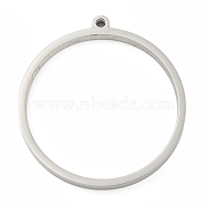 Non-Tarnish 304 Stainless Steel Laser Cut Pendants, Ring Charm, Stainless Steel Color, 37.5x35x3mm, Hole: 2mm(STAS-U009-06F-01)