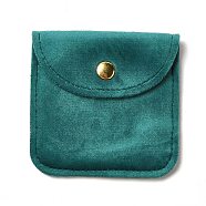 Velvet Jewelry Storage Pouches, Square Jewelry Bags with Golden Tone Snap Fastener, for Earring, Rings Storage, Teal, 8x8x0.75cm(ABAG-C003-02A-04)
