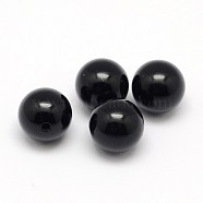 Natural Black Onyx Beads, Half Drilled, Round, Dyed & Heated, 8mm, Hole: 1.5mm(G-D708-8mm)