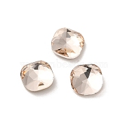 Glass Rhinestone Cabochons, Point Back & Back Plated, Faceted, Square, Light Peach, 5x5x2mm(RGLA-P037-07A-D261)