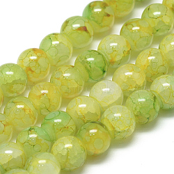 Glass Beads Strands, Crackle Style, Round, Imitation Jade, Pale Green, 8~8.5mm, Hole: 1.5mm, about 105pcs/strand, 31.8 inch(80.7cm)(X-DGLA-S115-8mm-YS71)