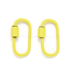 Spray Painted Brass Screw Carabiner Lock Clasps, for Necklaces Making, Oval, Yellow, 26x13x2mm(X-KK-B032-10)