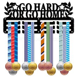 Sports Theme Iron Medal Hanger Holder Display Wall Rack, 3-Line, with Screws, Word, 130x290mm, Hole: 5mm(ODIS-WH0055-035)