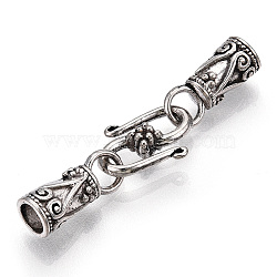 Tibetan Style Alloy Hook and S-Hook Clasps, Cadmium Free & Lead Free, Antique Silver, S-hook: 11x13x3.5mm, Cord End: 13.5x5x5.5mm, hole: 3.5mm, Inner Diameter: 4mm(X-TIBEP-S300-21AS-RS)