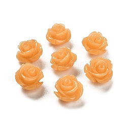 Synthetic Coral Carved Beads, Dyed, Flower, Dark Orange, 11.5x11.5x8.5mm, Hole: 1.2mm(CORA-H003-01A-01)