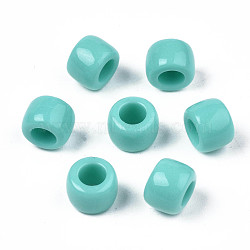 Opaque Acrylic European Beads, Large Hole Beads, Rondelle, Pale Turquoise, 8x6mm, Hole: 4mm, about 2033pcs/500g(SACR-S273-34C)
