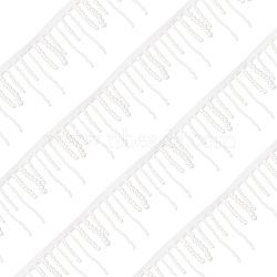 Resin Imitation Pearl Beaded Handicraft Tassel Fringe Trimming, with Polyester Band, White, 75x3mm, 2 yards, about 1.82m(DIY-BC0009-87A)