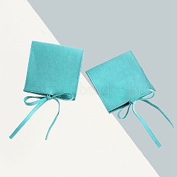 Fiber Bag, for Jewelry Drawstring Gift Bags, Square, Turquoise, 8x8cm(PW-WGB3B06-06)