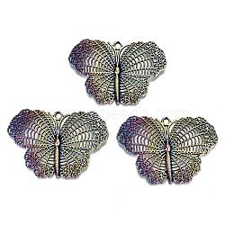 Alloy Big Pendants, Cadmium Free & Lead Free, Butterfly Shape, Rainbow Color, 48x68x4mm, Hole: 4mm(PALLOY-N156-005-RS)