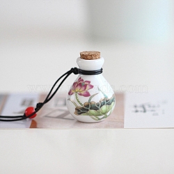 Porcelain Perfume Bottle Necklaces, Pendant Necklace, Colorful, Pendnat: 37mm(PW-WG22075-04)