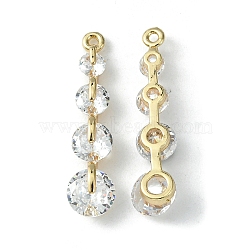 Brass Pave Cubic Zirconia Pendants, Flat Round Drop Charm, Light Gold, 29x7x5mm, Hole: 1.2mm(KK-G462-52KCG)