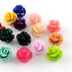 Dyed Flower Synthetical Coral Beads, Mixed Color, 10x8mm, Hole: 1mm(CORA-R011-33)