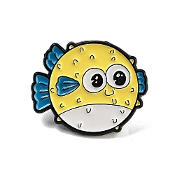 Sea Animal Alloy Enamel Brooch, for Backpack Clothes, Fish, 25x30.8x1mm(JEWB-S020-06D)