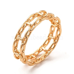 304 Stainless Steel Geometric Ring, Hollow, Double Curb Chain Shape Finger Ring, Golden, 6mm, Inner Diameter: 19x17mm(STAS-M309-09G)