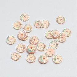 Ornament Accessories Disc Plastic Paillette Beads, Sequins Beads, Creamy White, 6x0.2mm, Hole: 1mm, about 30000pcs/500g(PVC-R018-0590)