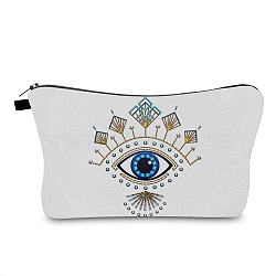 Evil Eye Print Polyester Waterpoof Makeup Storage Bag, Multi-functional Travel Toilet Bag, Clutch Bag for Women, Old Lace, 13.5x22x5cm(PW-WG18859-01)