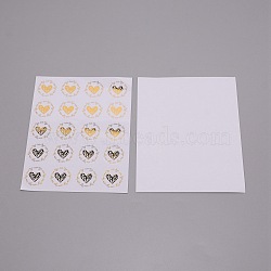 Self Adhesive Stickers, Round with Heart Pattern, for DIY Valentine's Day & Birthday Gift Box Baking Sticker, Gold, 18.2x14.5x0.02cm(DIY-WH0260-33)