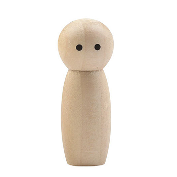 Unfinished Wooden Peg Dolls, Wooden Peg with Printed Eyes, for Children's Creative Paintings Craft Toys, BurlyWood, 1.3x4.5cm