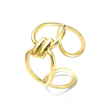 Ion Plating(IP) 304 Stainless Steel Open Cuff Ring, Hollow Infinity, Real 18K Gold Plated, Inner Diameter: 18mm
