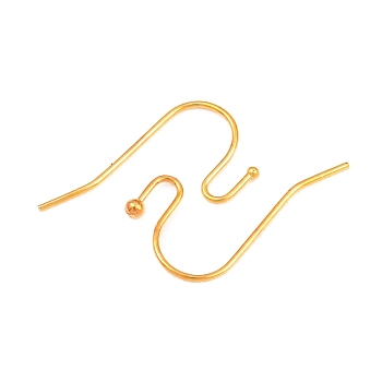 Brass Earring Hooks, Golden, 22x11x0.75mm