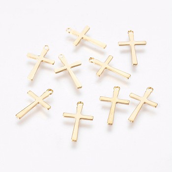 304 Stainless Steel Tiny Cross Charms, Golden, 14.5x9x1mm, Hole: 1mm