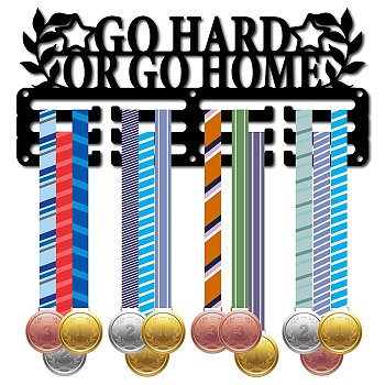 Sports Theme Iron Medal Hanger Holder Display Wall Rack, 3-Line, with Screws, Word, 130x290mm, Hole: 5mm