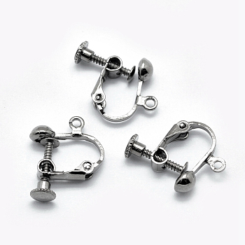 Brass Screw On Clip-on Earring Findings, Spiral Ear Clip, For Non-Pierced Ears, Gunmetal, 18x14x3mm, Hole: 1.6mm