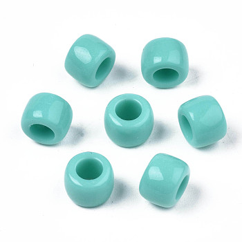Opaque Acrylic European Beads, Large Hole Beads, Rondelle, Pale Turquoise, 8x6mm, Hole: 4mm, about 2033pcs/500g