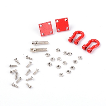 Iron with Alloy Health Gear RC Car Tow Hook Set, RC U Shaped Rescue Tow Hook, Assemble Parts for RC Climbing Crawler Car, Red, 17x4.5mm, Hole: 1.4mm