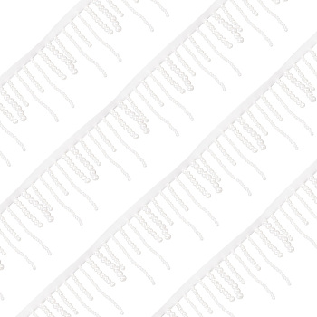 Resin Imitation Pearl Beaded Handicraft Tassel Fringe Trimming, with Polyester Band, White, 75x3mm, 2 yards, about 1.82m