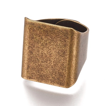 Brass Finger Rings, Wide Band Rings, Square, Antique Bronze, 17x19.5mm