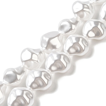 ABS Plastic Imitation Pearl Beads Strands, Polygon, Snow, 15.5x15x11mm, Hole: 1.4mm, about 70pcs/strand, 42.40 inch(107.7cm)