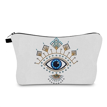 Evil Eye Print Polyester Waterpoof Makeup Storage Bag, Multi-functional Travel Toilet Bag, Clutch Bag for Women, Old Lace, 13.5x22x5cm
