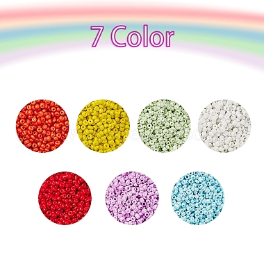 4200Pcs 7 Colors Round Baking Paint Glass Seed Beads(SEED-YW0001-71)-2