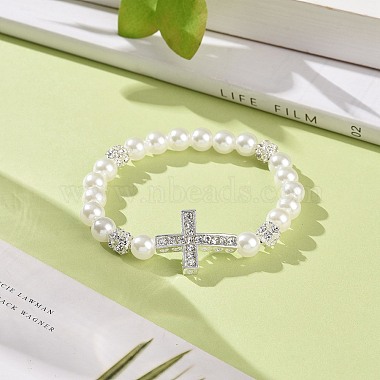 Alloy Rhinestone Religion Cross Bracelets(BJEW-JB09096)-2