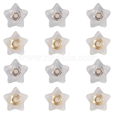 Golden & Silver Clear Star Silicone Ear Nuts