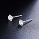 SHEGRACE Rhodium Plated 925 Sterling Silver Four Pronged Ear Studs(JE420A-01)-3
